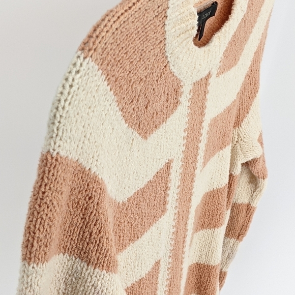 J Crew Mixed Stripe Pullover Knit Sweater Cotton Linen Nylon Blend Peach/Ivory S - Picture 7 of 11